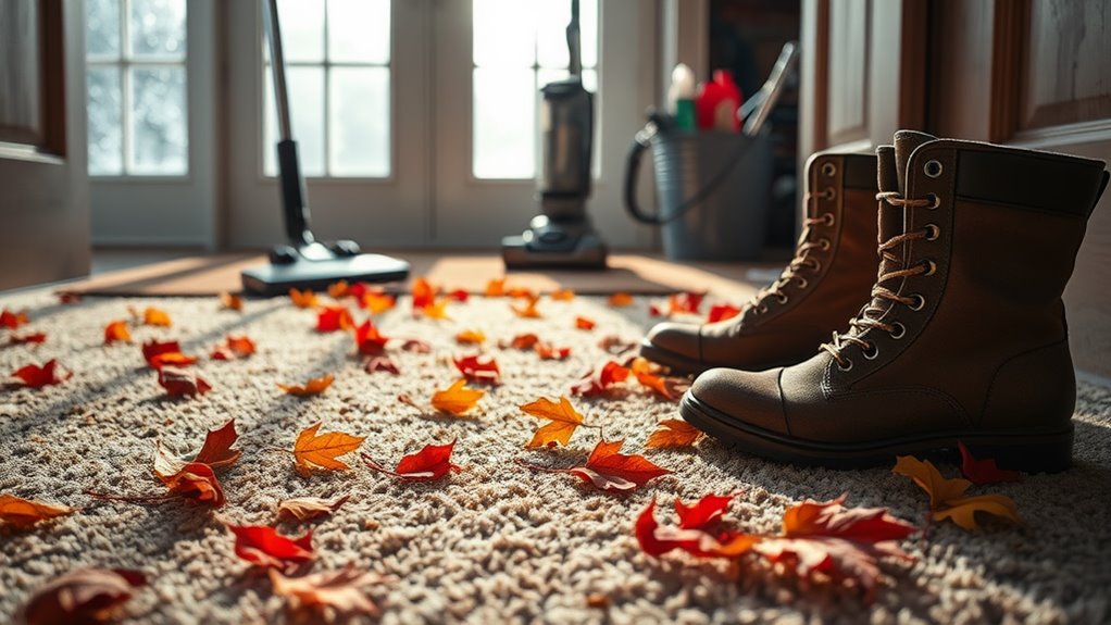 cleaning up muddy footprints